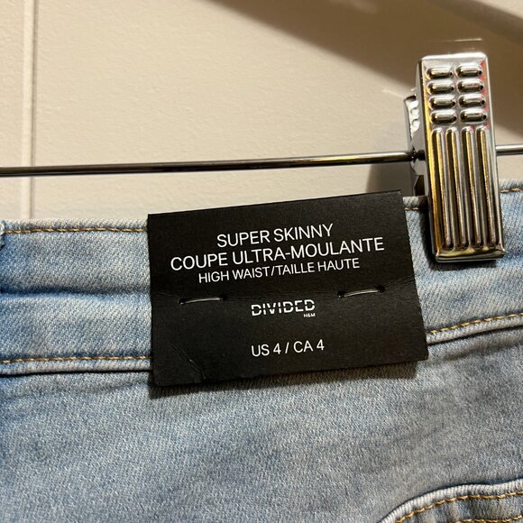 H&M Women's Skinny Stretch High Waist Ripped Jeans - Picture 4 of 5